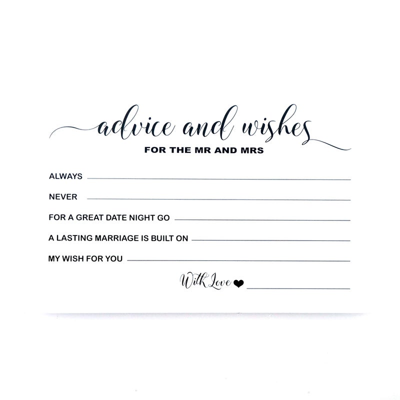 RXBC2011 Wedding advice and well wishes Cards for the Mr and Mrs Bride and Groom Newlyweds Bridal Shower Games Note Marriage Advice Pack of 50 - Image 5